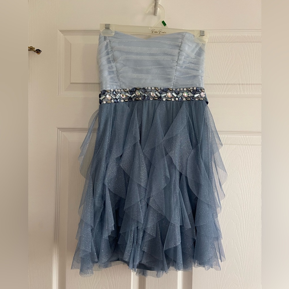 Strapless blue dress